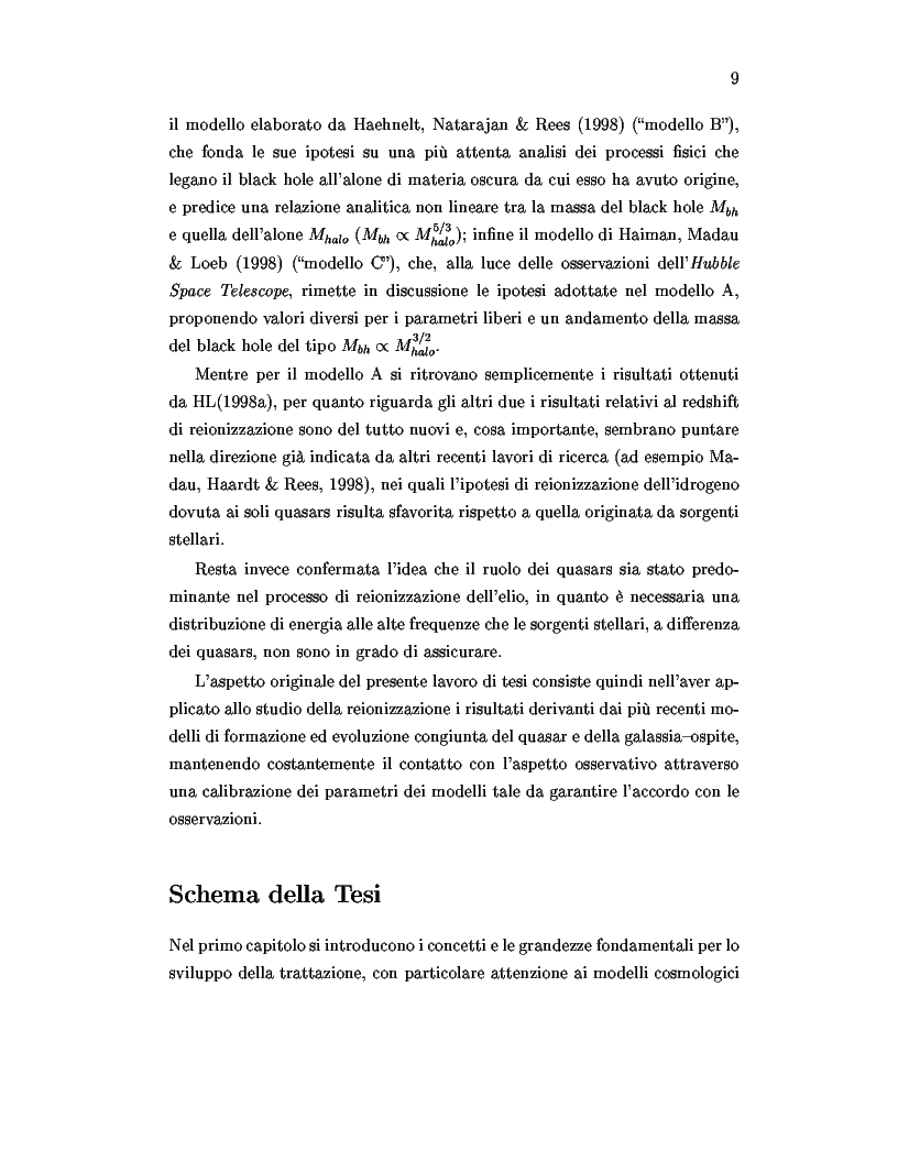 Anteprima della tesi: Il ruolo dei quasars nel processo di reionizzazione dell'universo, Pagina 7