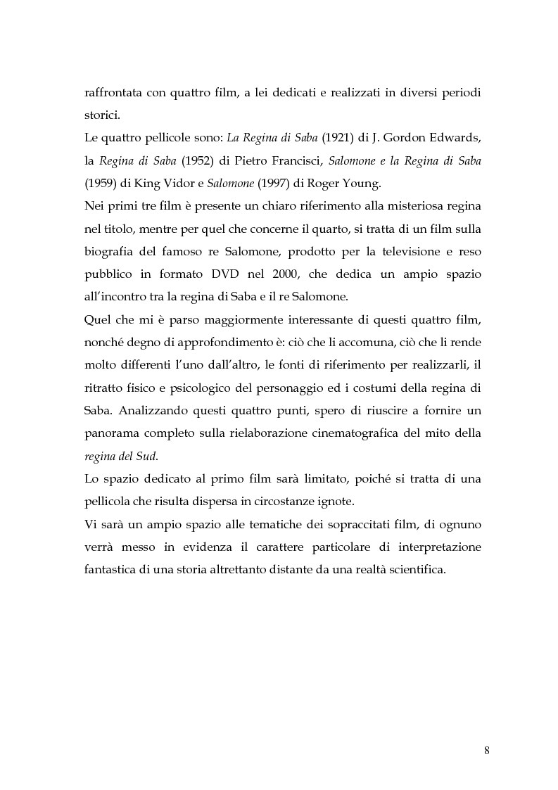 Anteprima della tesi: La regina di Saba: rielaborazione cinematografica di un tema mitico, Pagina 6