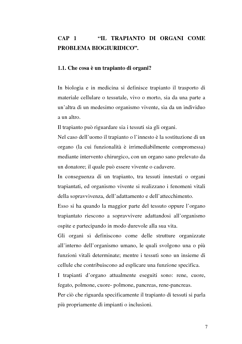 Anteprima della tesi: Problemi biogiuridici dei trapianti di organi, Pagina 4
