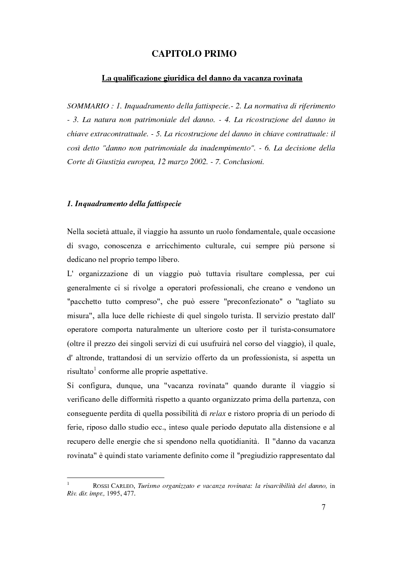 Anteprima della tesi: Il danno da vacanza rovinata come danno non patrimoniale da inadempimento contrattuale, Pagina 3