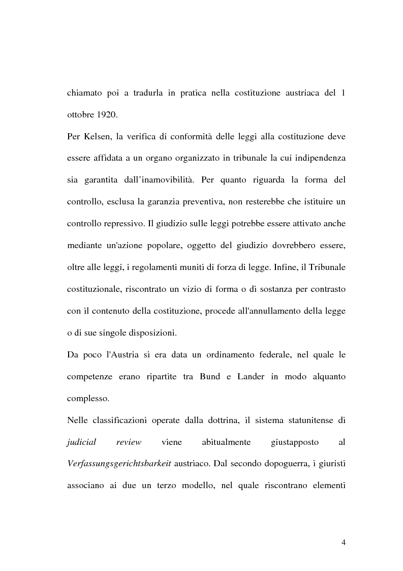Anteprima della tesi: Giustizia costituzionale nel diritto comparato, Pagina 4