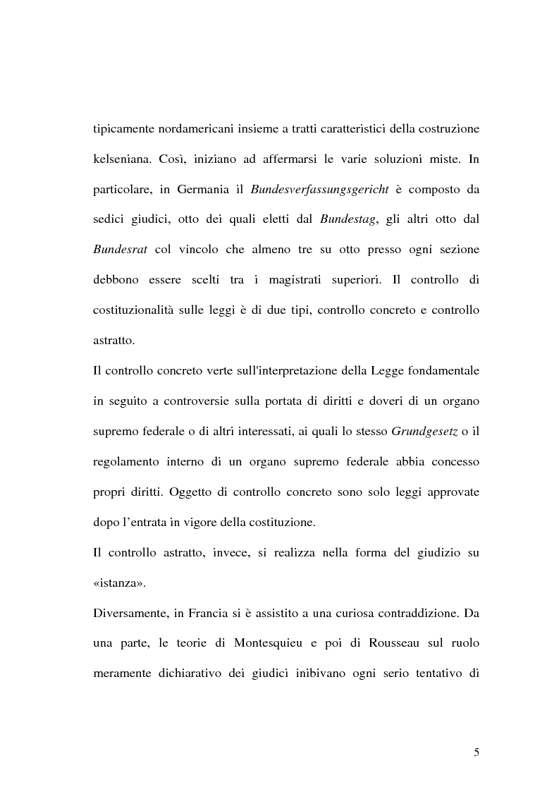 Anteprima della tesi: Giustizia costituzionale nel diritto comparato, Pagina 5