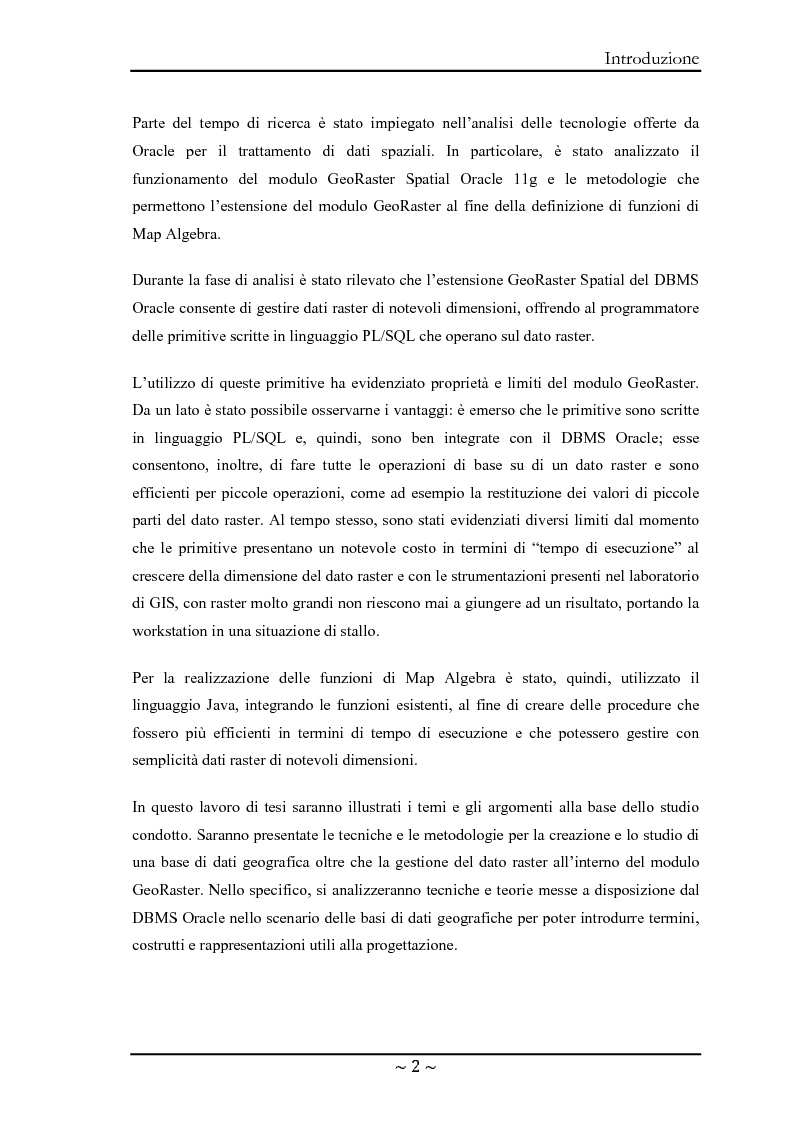 Anteprima della tesi: Le basi di dati geografiche in Spatial Oracle: gestione del dato raster, Pagina 2