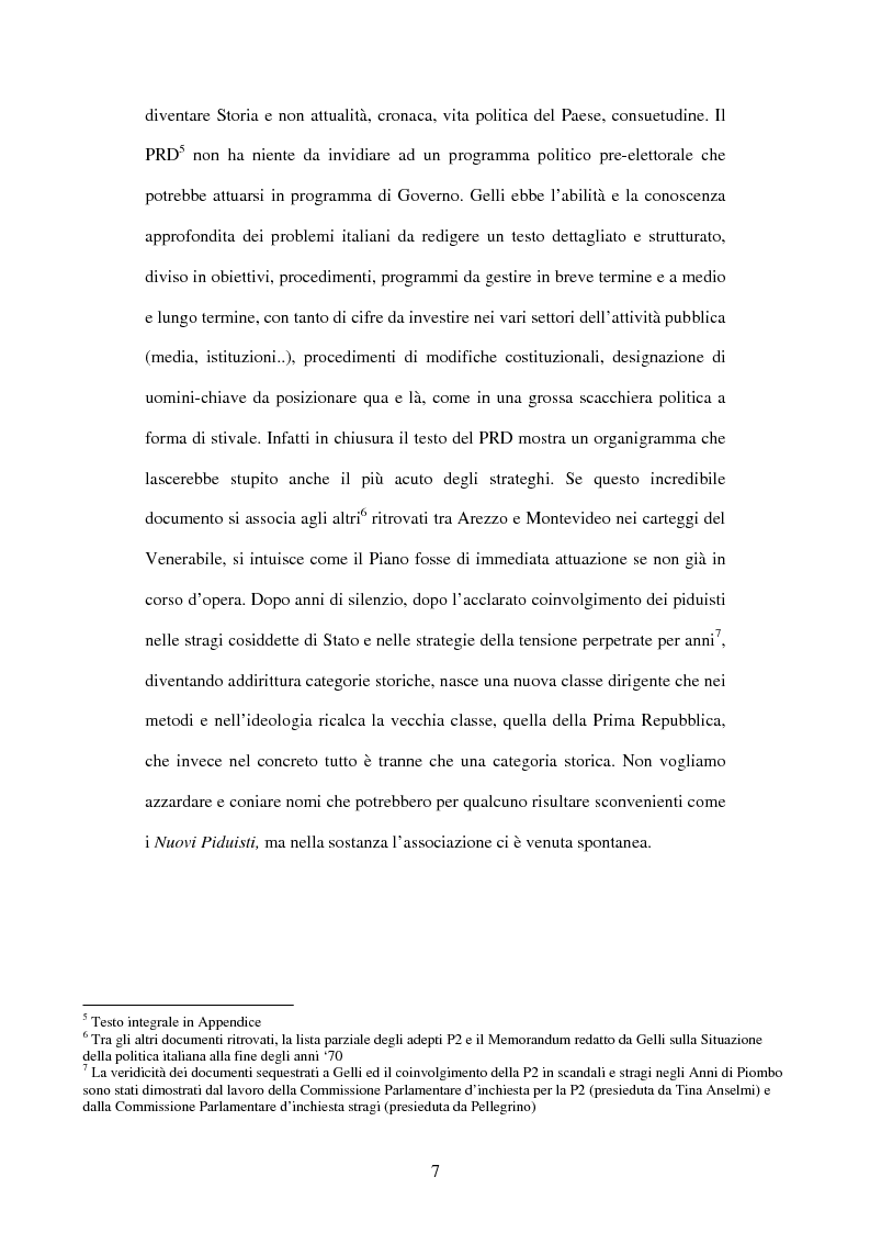Anteprima della tesi: Il Piano di Rinascita democratica nei giornali e negli atti parlamentari - Causalità e casualità politiche nell'Italia post piduista, Pagina 4