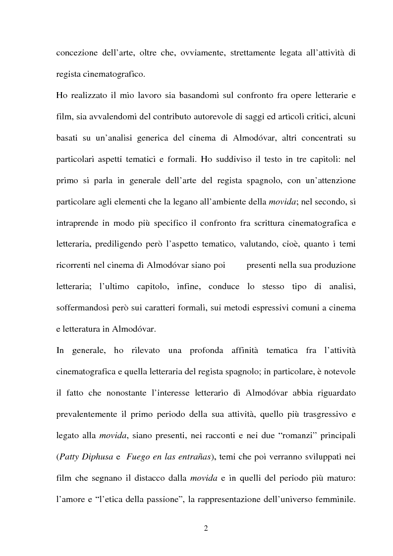 Anteprima della tesi: ''La parola è il più efficace degli effetti speciali'': l'opera di Almodovar tra scrittura e immagini, Pagina 2