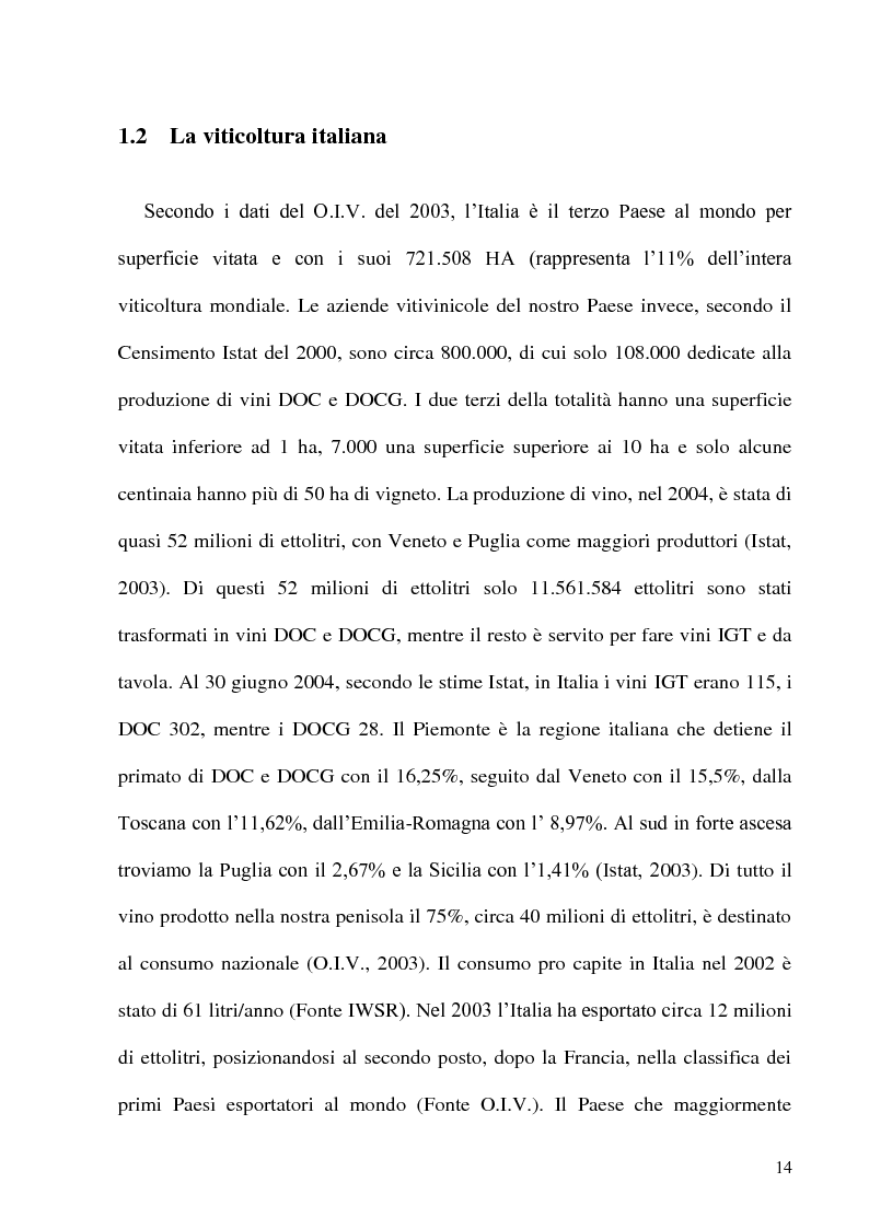 Anteprima della tesi: Caratteristiche strutturali ed economiche del settore viticolo della Tuscia e problematiche di valorizzazione della sua produzione, Pagina 12