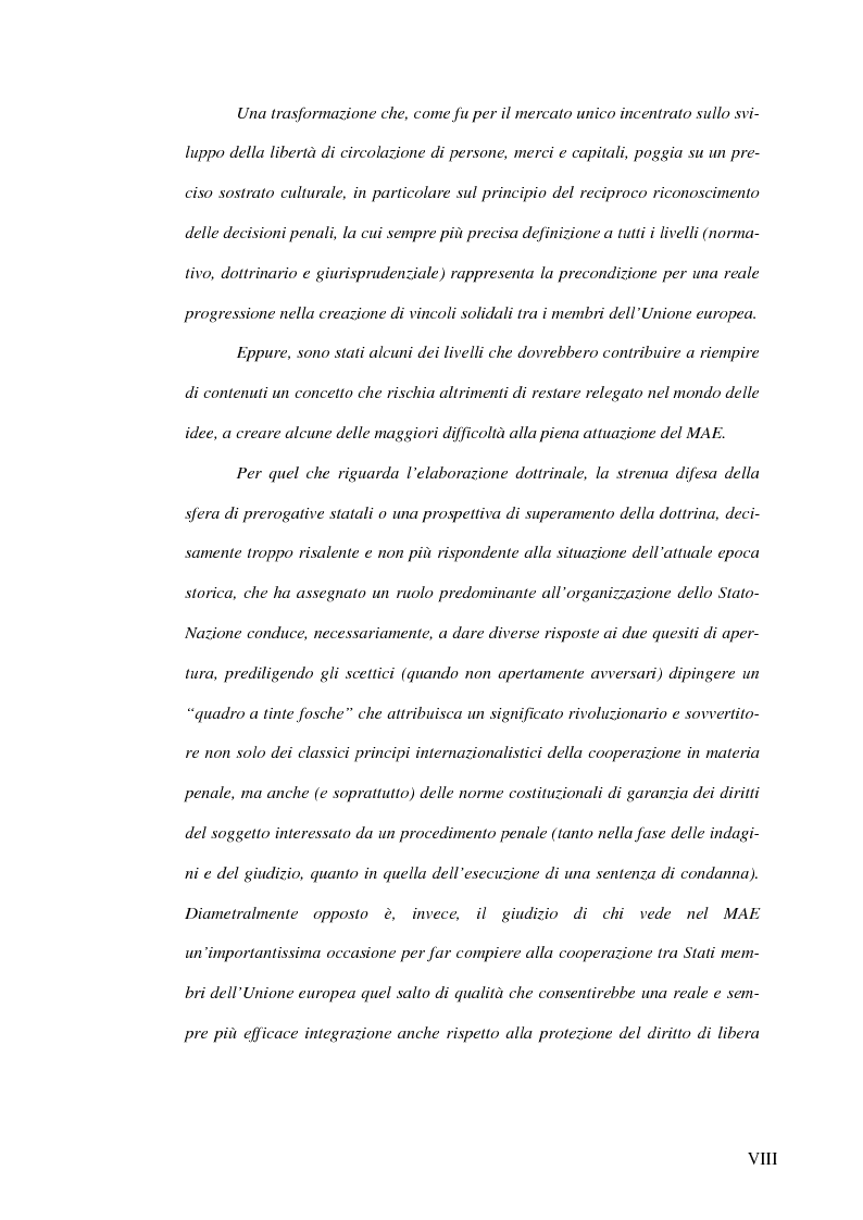 Anteprima della tesi: Il mandato d'arresto europeo. I profili sostanziali della cooperazione degli Stati membri dell'Unione Europea in materia penale tra disciplina comunitaria e principi di garanzia., Pagina 2