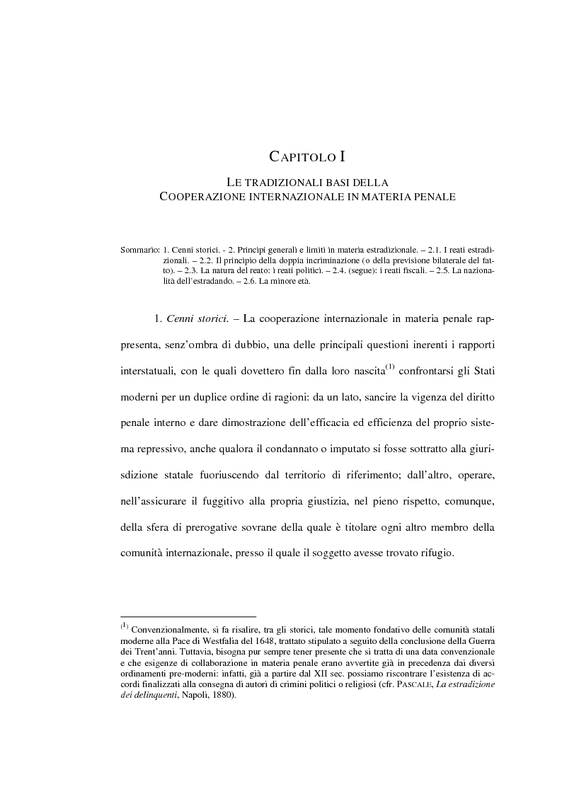 Anteprima della tesi: Il mandato d'arresto europeo. I profili sostanziali della cooperazione degli Stati membri dell'Unione Europea in materia penale tra disciplina comunitaria e principi di garanzia., Pagina 5