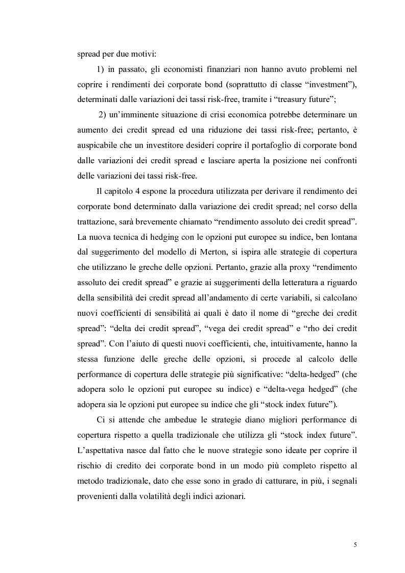 Anteprima della tesi: Le determinanti e l’hedging dei credit spread con le opzioni put europee su indice: una verifica empirica, Pagina 5