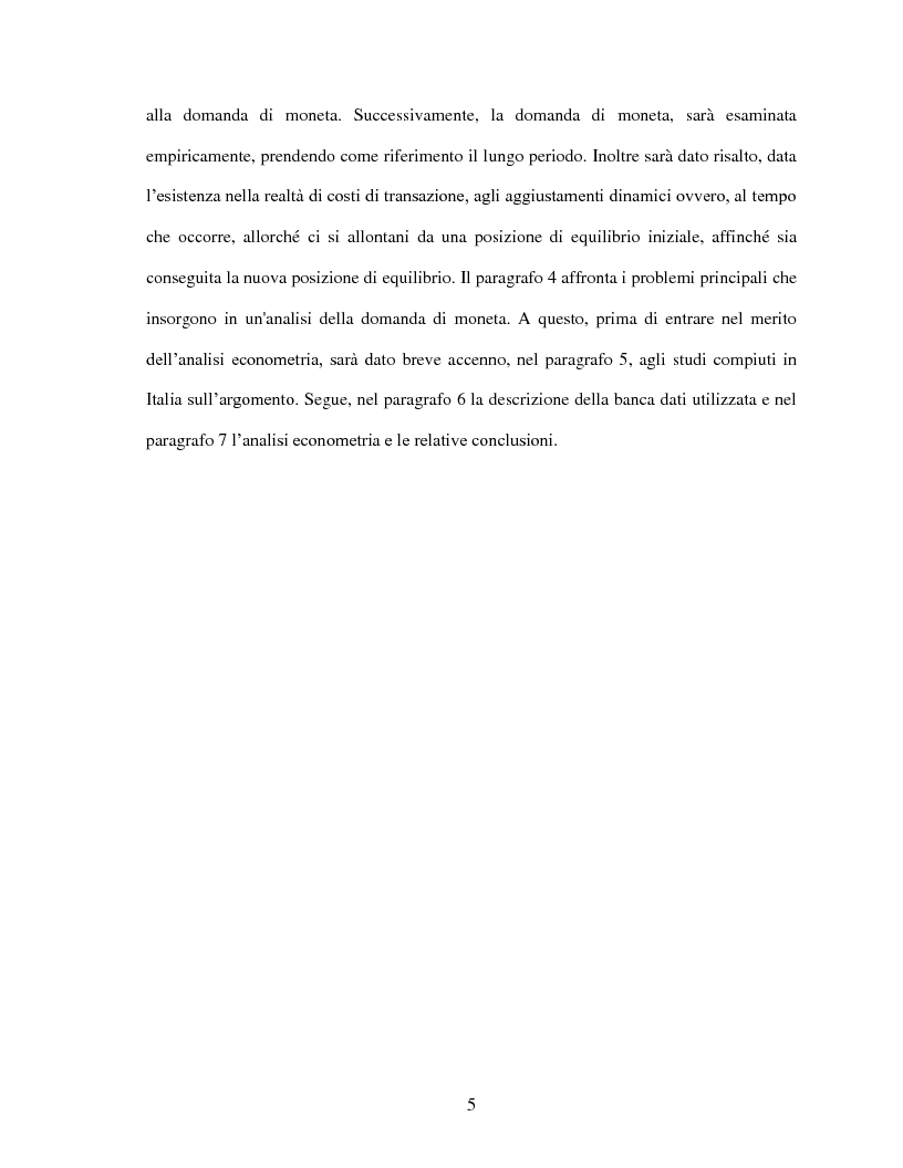 Anteprima della tesi: La domanda di moneta in Italia, Pagina 3