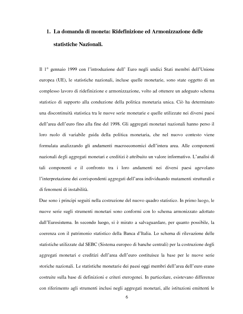 Anteprima della tesi: La domanda di moneta in Italia, Pagina 4