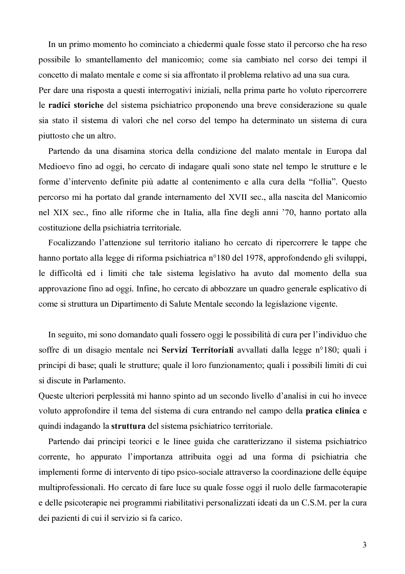 Anteprima della tesi: Il servizio territoriale di salute mentale - Riflessioni per una cura possibile, Pagina 2