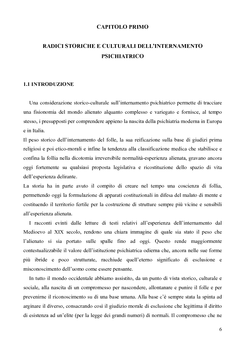 Anteprima della tesi: Il servizio territoriale di salute mentale - Riflessioni per una cura possibile, Pagina 5