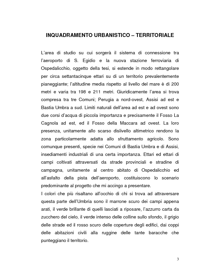 Anteprima della tesi: Trasporto automatico leggero tra la linea ferroviaria Foligno-Terontola e l'aeroporto internazionale di Sant'Egidio. Progetto della stazione d'interscambio di Ospedalicchio., Pagina 3
