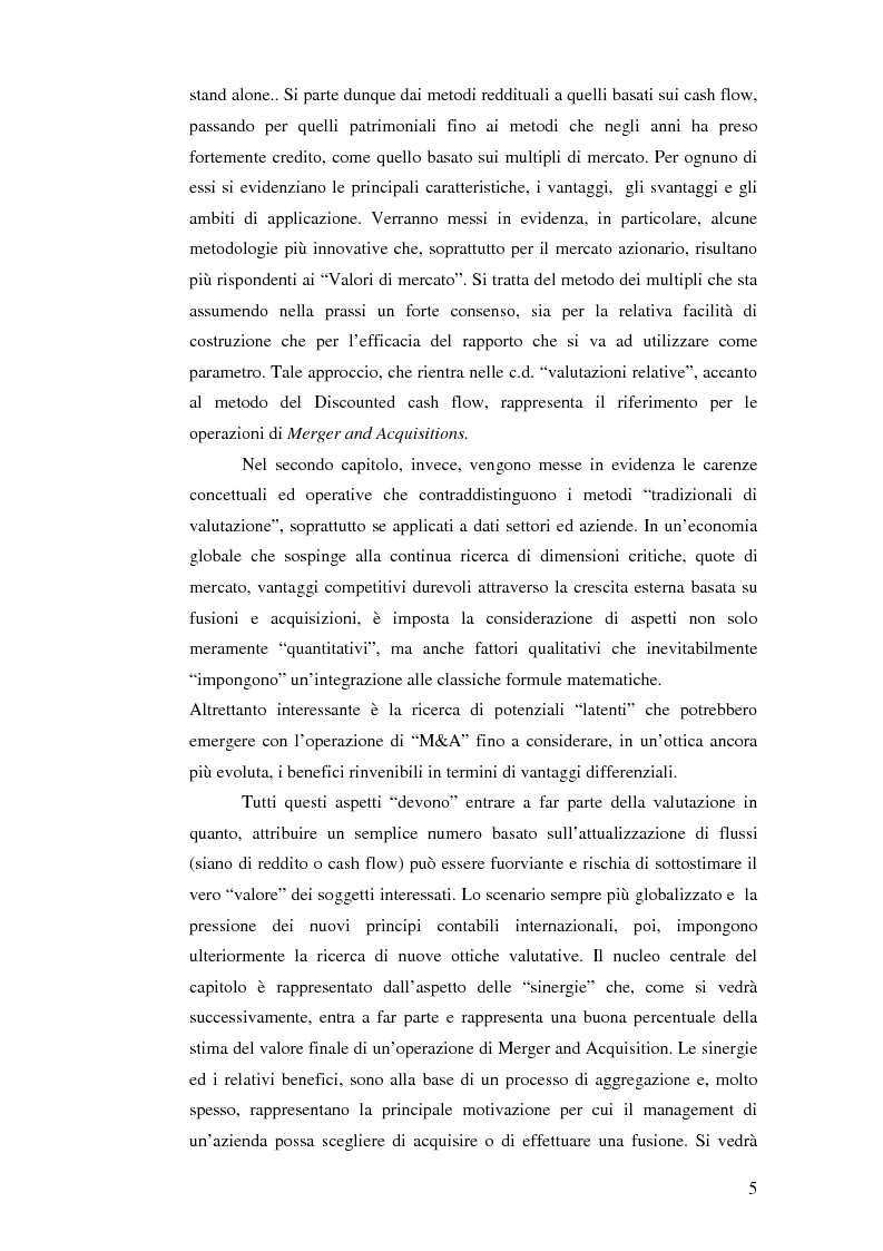 Anteprima della tesi: I nuovi approcci valutativi nelle operazioni di Merger and acquistion. La fusione di I.Net S.p.A. in BT Italia S.p.A., Pagina 2