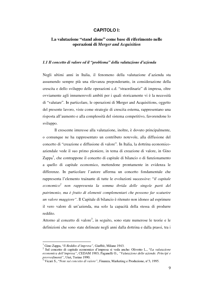 Anteprima della tesi: I nuovi approcci valutativi nelle operazioni di Merger and acquistion. La fusione di I.Net S.p.A. in BT Italia S.p.A., Pagina 6