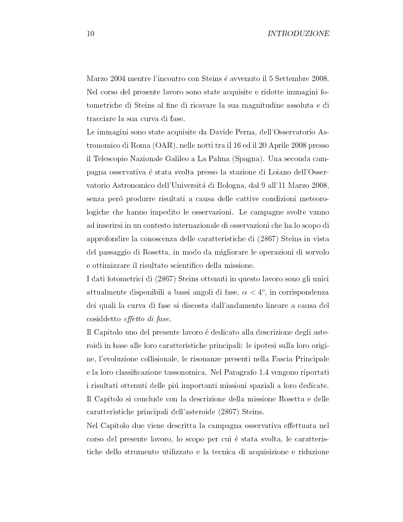Anteprima della tesi: Fotometria dell'asteroide (2867) Steins, obiettivo della missione Rosetta, Pagina 2
