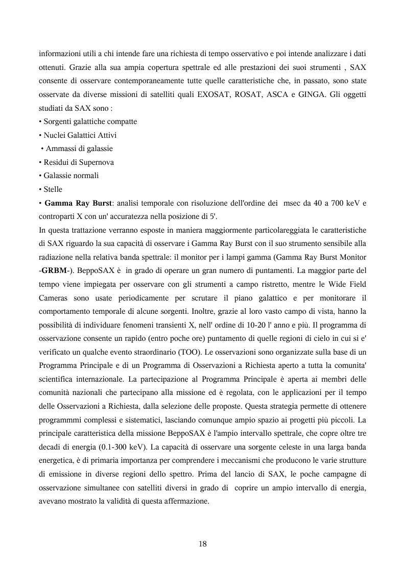 Anteprima della tesi: Ricerca automatica di eventi transienti e problemi di archiviazione ed analisi dei dati del satellite per astronomia X BeppoSAX, Pagina 13