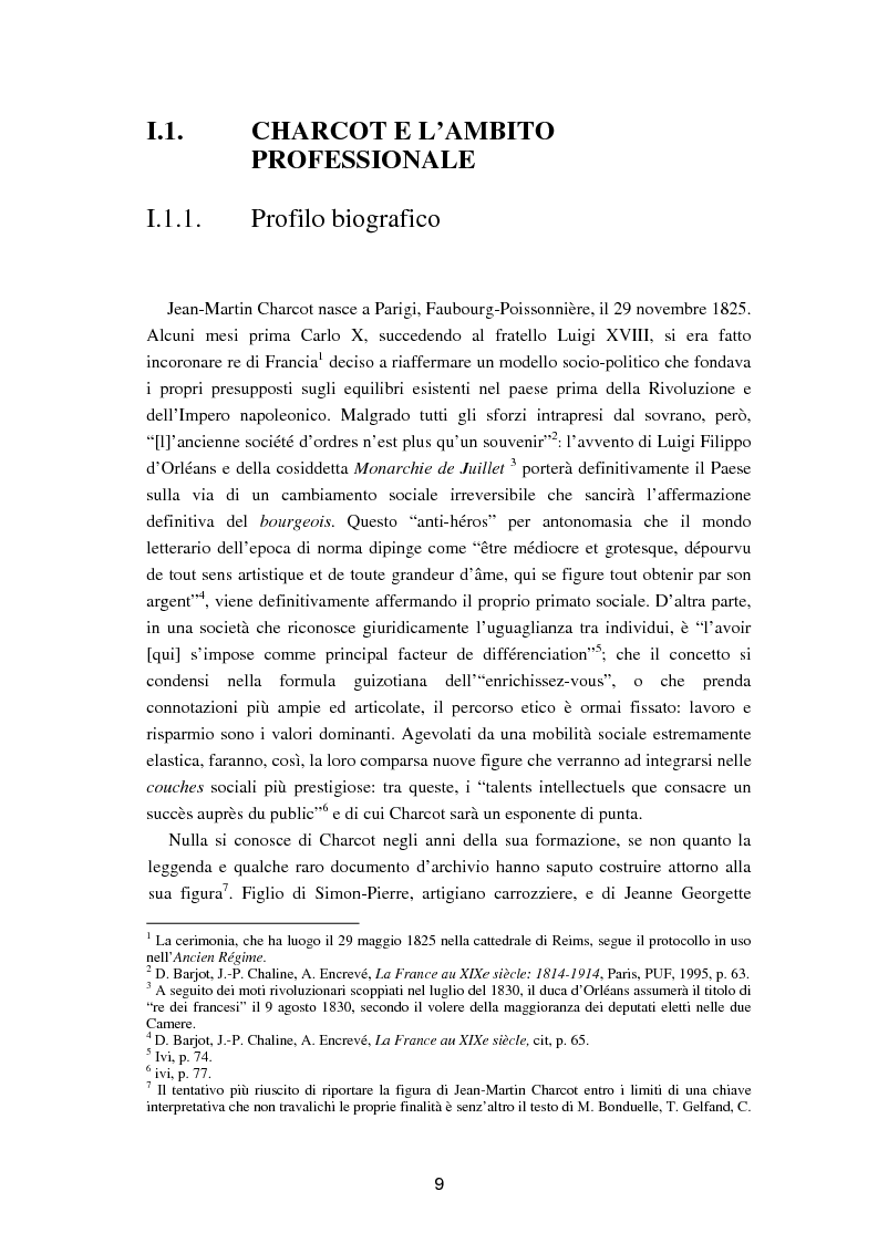 Anteprima della tesi: L'isteria nel romanzo francese "fin de siècle": Charcot e la sua dottrina in Claretie e Bonnetain, Pagina 6