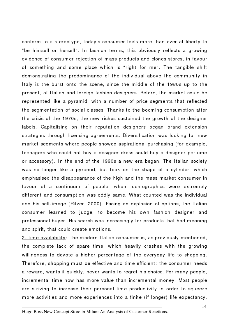 Anteprima della tesi: Hugo Boss New Concept Store in Milan: an Analysis of Customer Reactions, Pagina 9