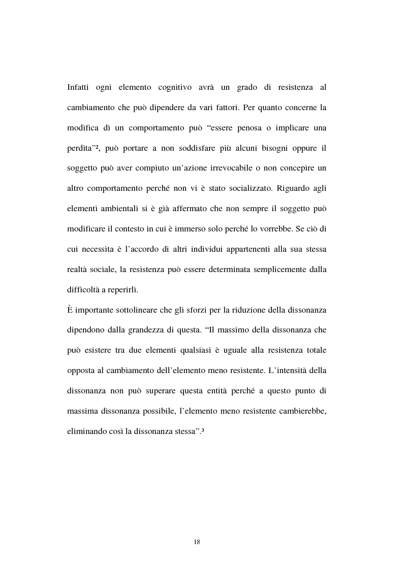 Anteprima della tesi: Dissonanza cognitiva: l'evoluzione della teoria e le possibili applicazioni, Pagina 14