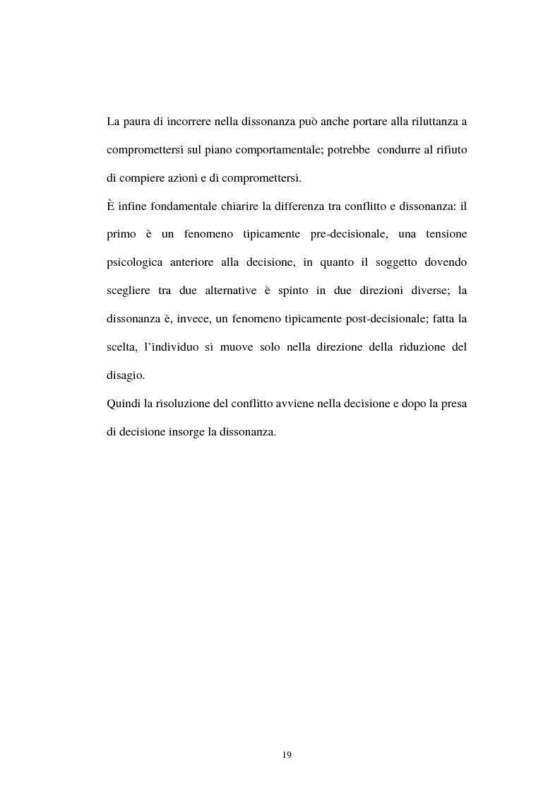 Anteprima della tesi: Dissonanza cognitiva: l'evoluzione della teoria e le possibili applicazioni, Pagina 15