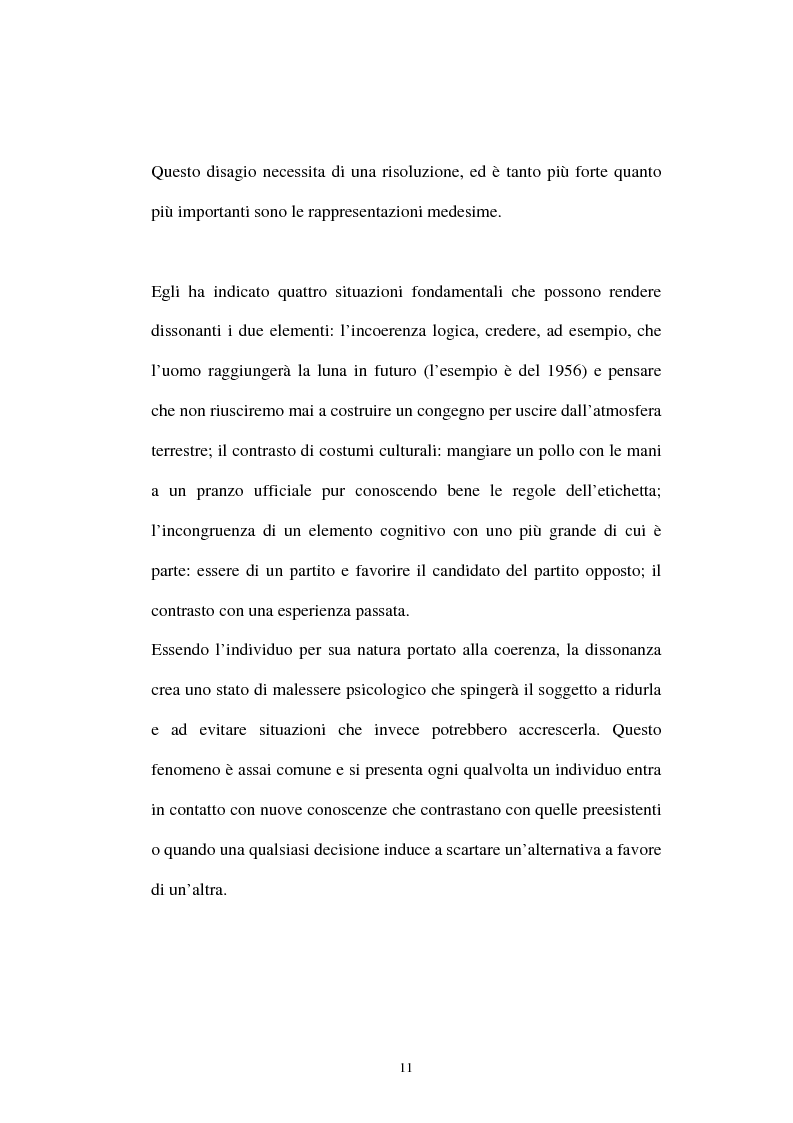 Anteprima della tesi: Dissonanza cognitiva: l'evoluzione della teoria e le possibili applicazioni, Pagina 7