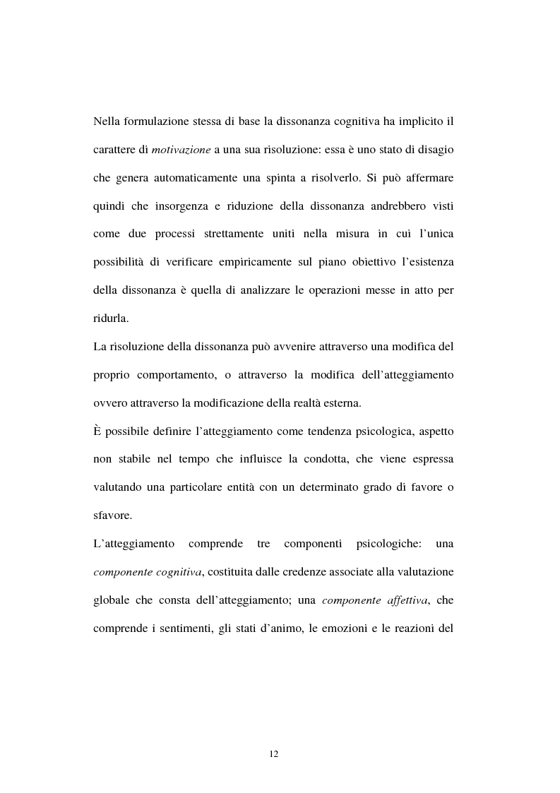 Anteprima della tesi: Dissonanza cognitiva: l'evoluzione della teoria e le possibili applicazioni, Pagina 8