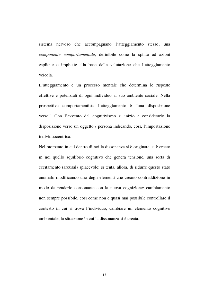 Anteprima della tesi: Dissonanza cognitiva: l'evoluzione della teoria e le possibili applicazioni, Pagina 9