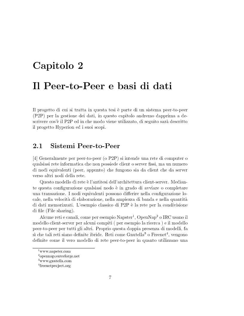 Anteprima della tesi: Aggiornamento dei dati in una rete peer-to-peer di database: il progetto Hyperion, Pagina 3