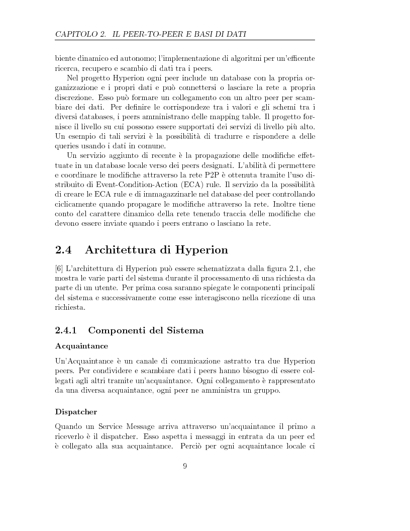 Anteprima della tesi: Aggiornamento dei dati in una rete peer-to-peer di database: il progetto Hyperion, Pagina 5