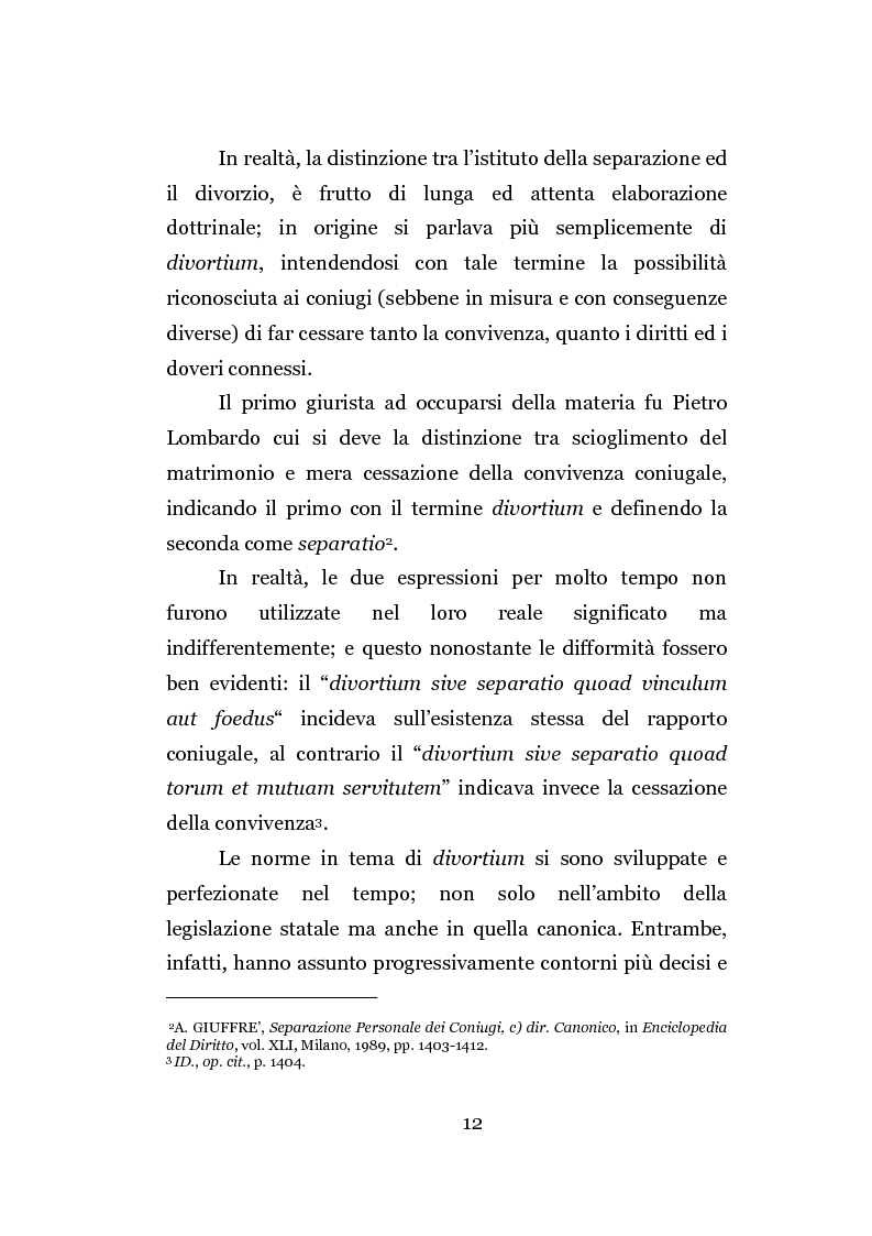 Anteprima della tesi: La separazione dei coniugi manente vinculo, Pagina 6