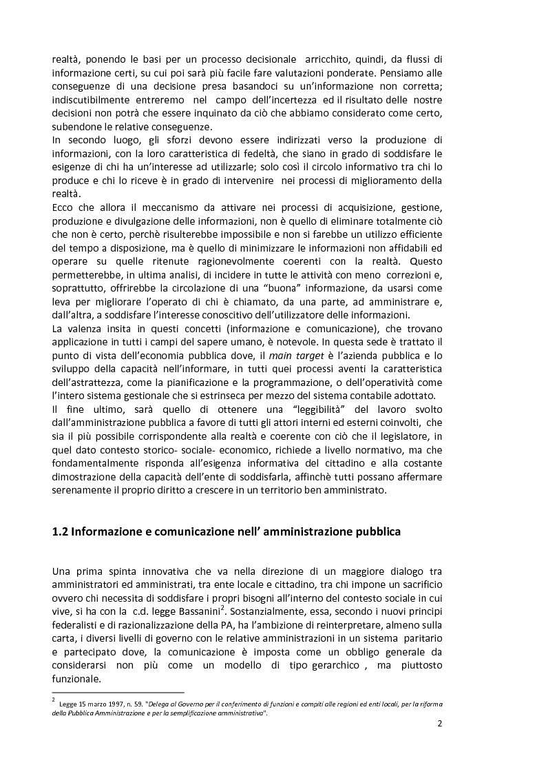 Anteprima della tesi: La capacità informativa del sistema contabile degli enti locali. Il caso del comune di Quartu Sant'Elena., Pagina 3