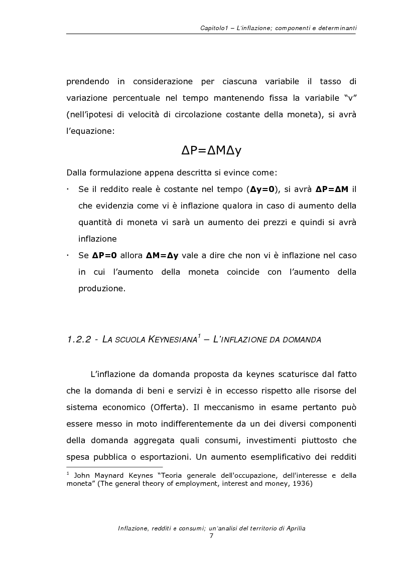 Anteprima della tesi: Inflazione redditi e consumi; un'analisi sul territorio di Aprilia, Pagina 10