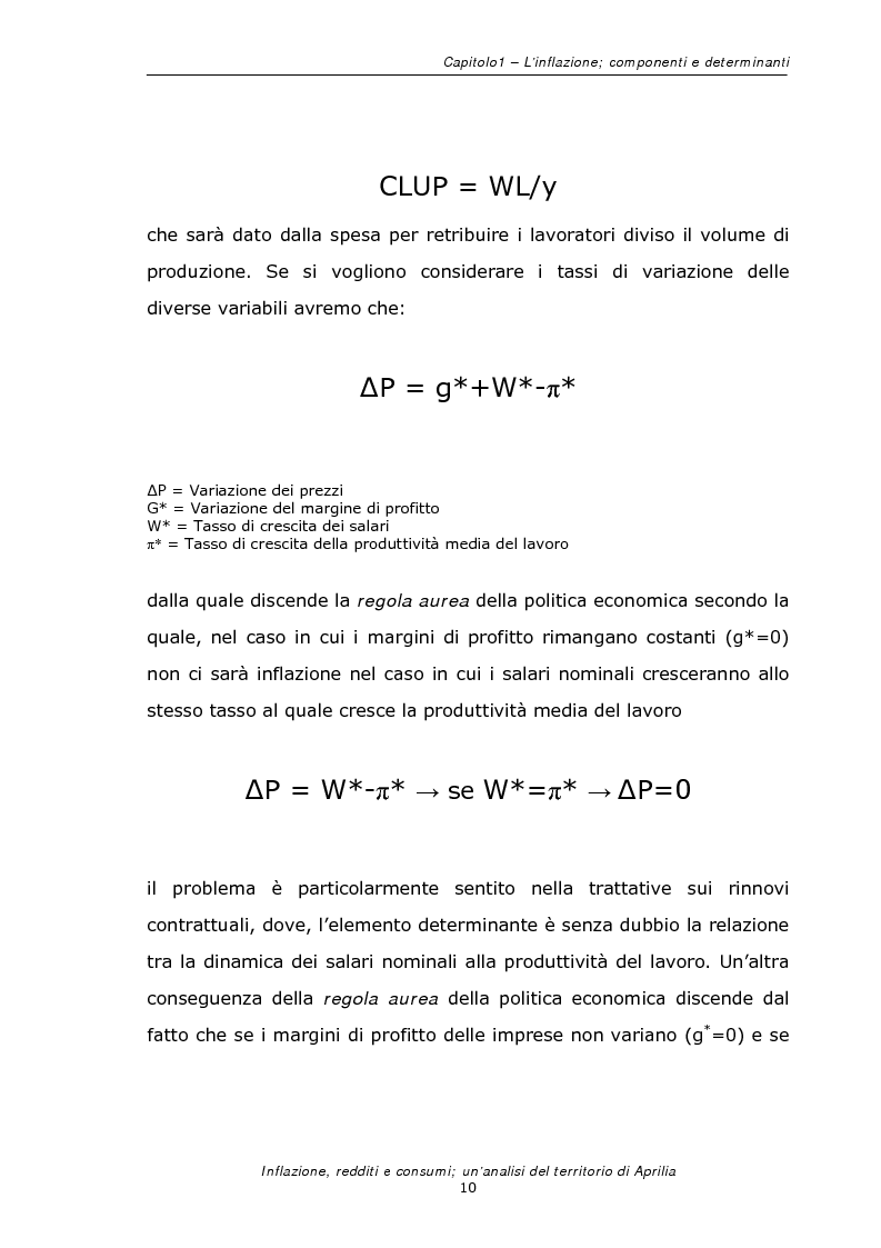 Anteprima della tesi: Inflazione redditi e consumi; un'analisi sul territorio di Aprilia, Pagina 13