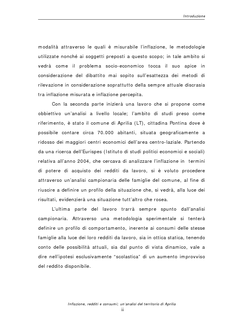 Anteprima della tesi: Inflazione redditi e consumi; un'analisi sul territorio di Aprilia, Pagina 2