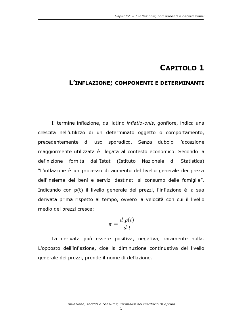 Anteprima della tesi: Inflazione redditi e consumi; un'analisi sul territorio di Aprilia, Pagina 4