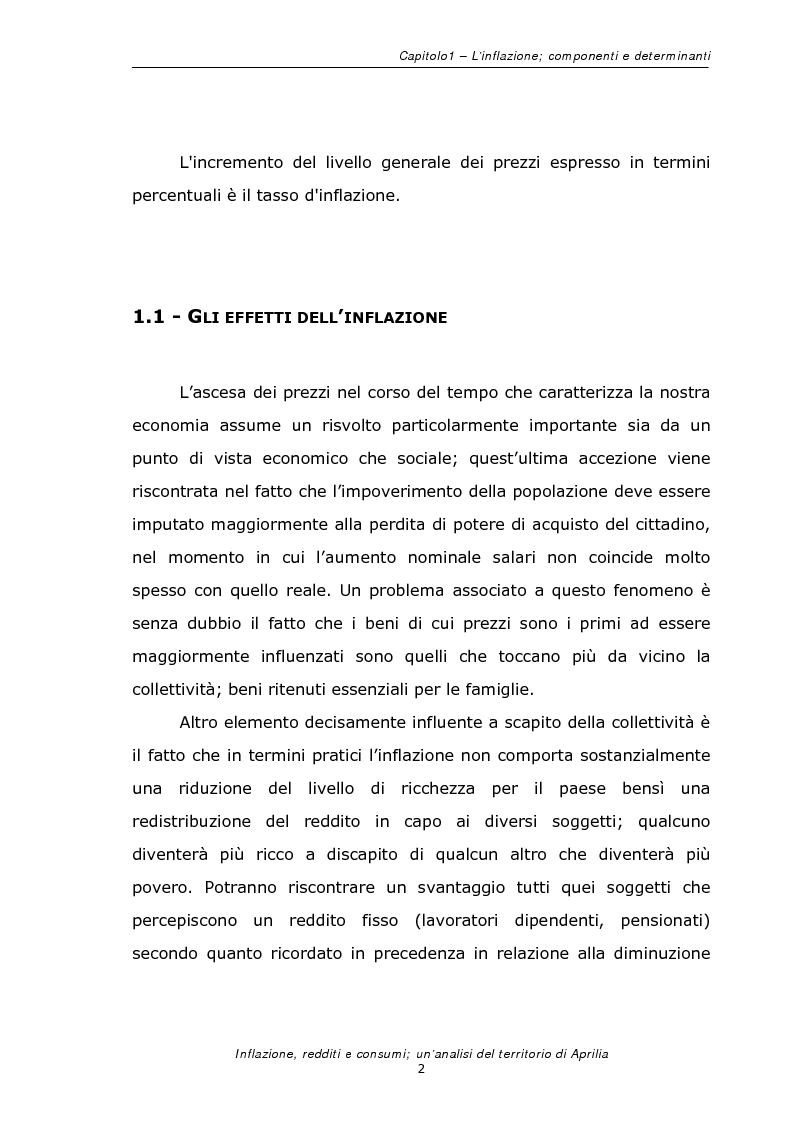 Anteprima della tesi: Inflazione redditi e consumi; un'analisi sul territorio di Aprilia, Pagina 5