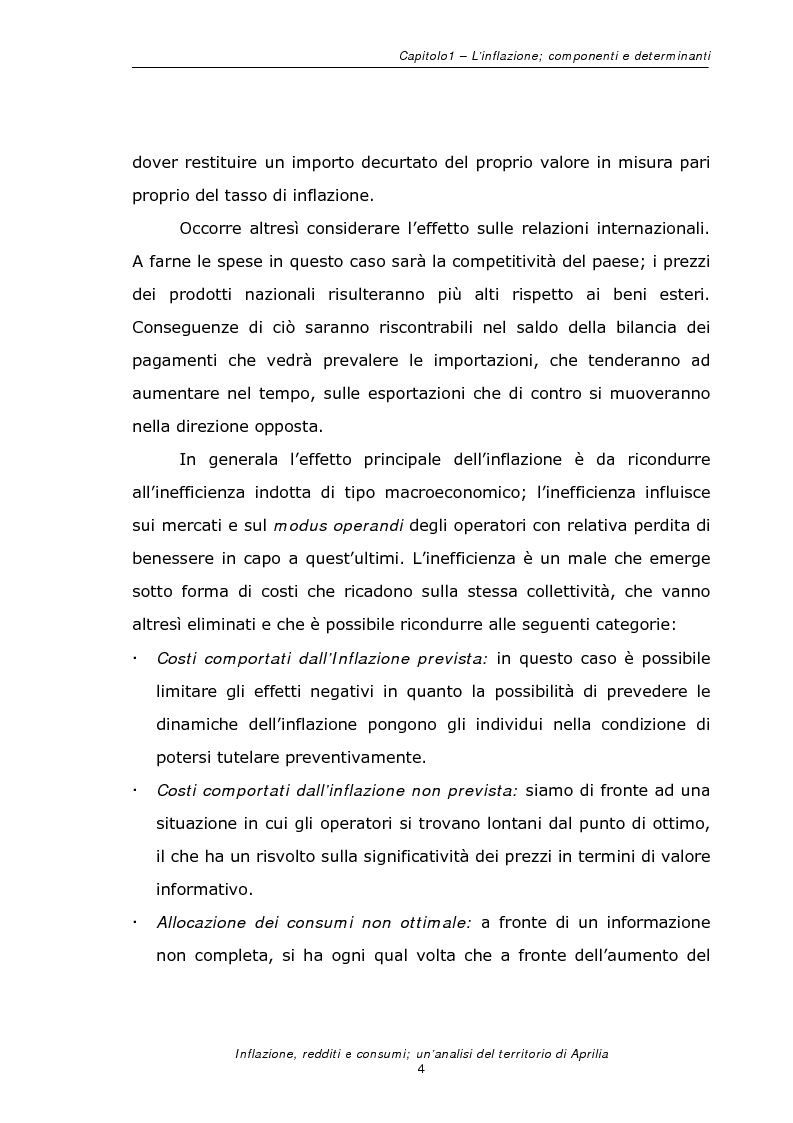 Anteprima della tesi: Inflazione redditi e consumi; un'analisi sul territorio di Aprilia, Pagina 7
