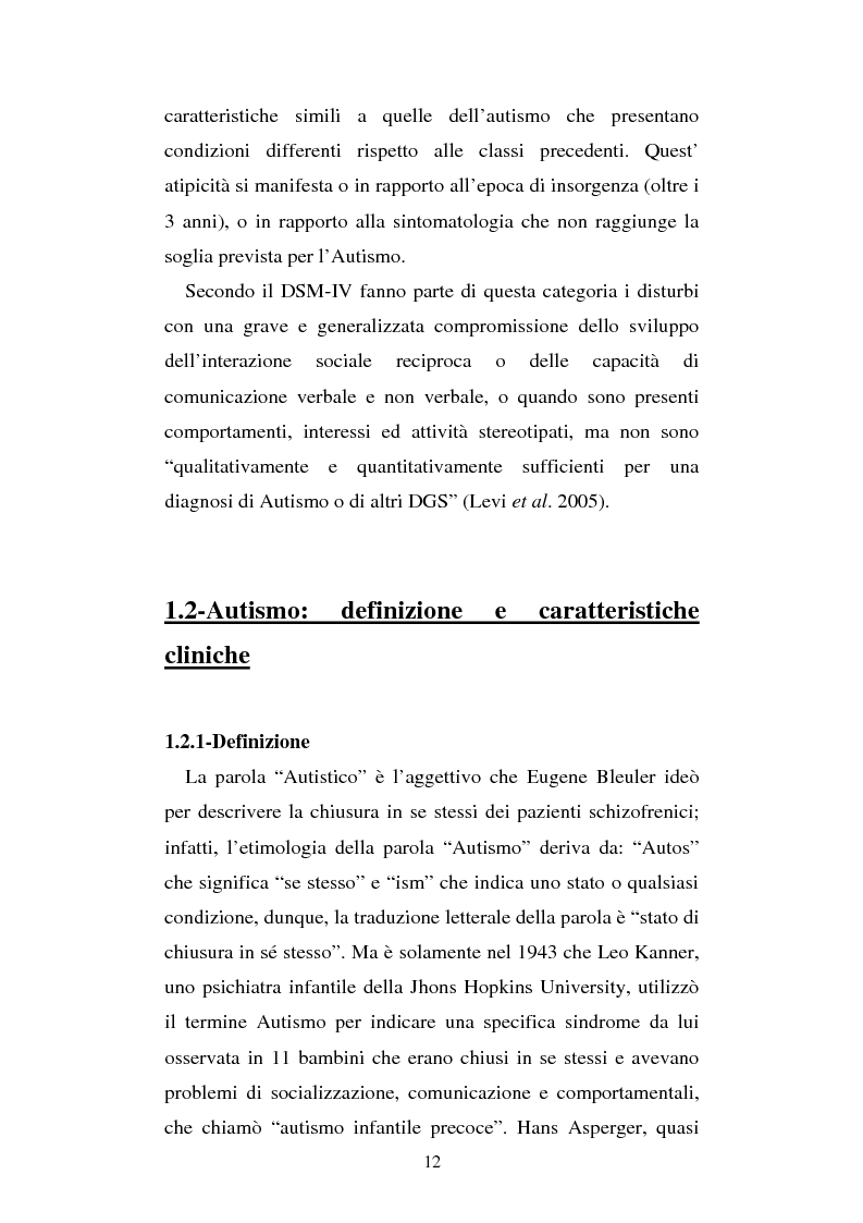 Anteprima della tesi: Autismo e gioco - Osservazione e terapia nei bambini con uso della comunicazione verbale, Pagina 8