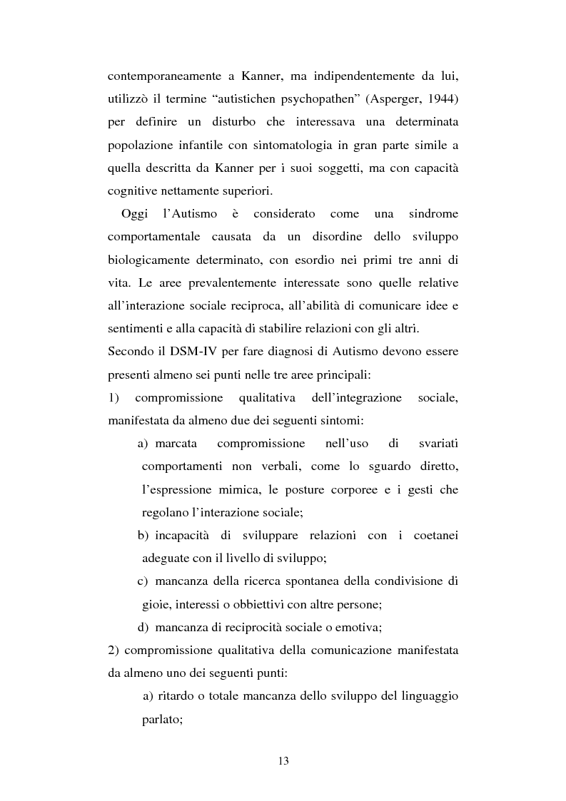 Anteprima della tesi: Autismo e gioco - Osservazione e terapia nei bambini con uso della comunicazione verbale, Pagina 9