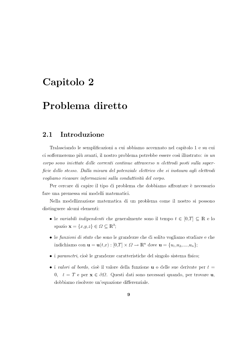 Anteprima della tesi: Analisi e risoluzione numerica di un problema inverso di conduttività elettrica, Pagina 5