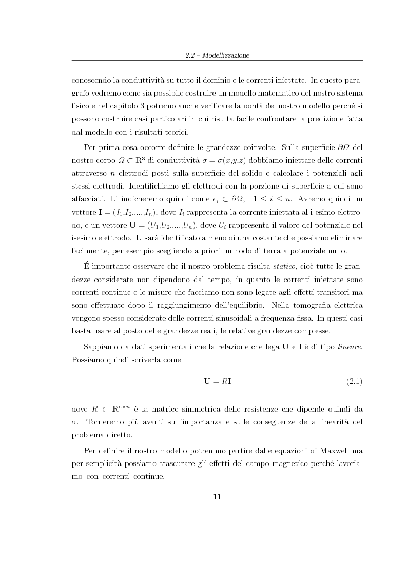 Anteprima della tesi: Analisi e risoluzione numerica di un problema inverso di conduttività elettrica, Pagina 7