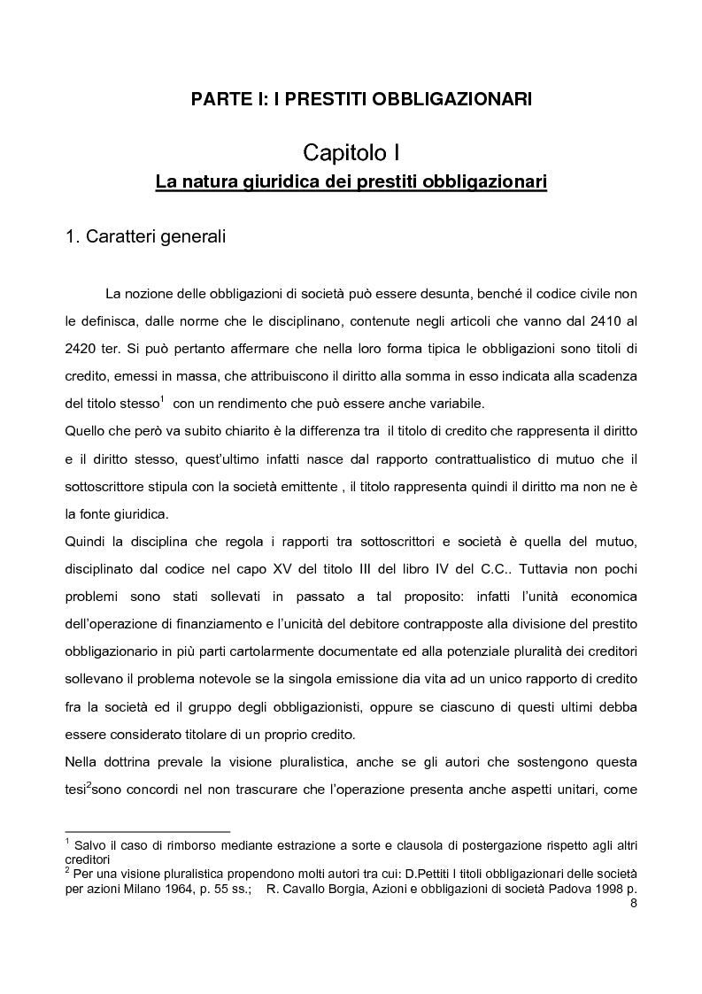 Anteprima della tesi: Prestiti obbligazionari prima e dopo la riforma del diritto commerciale, Pagina 4