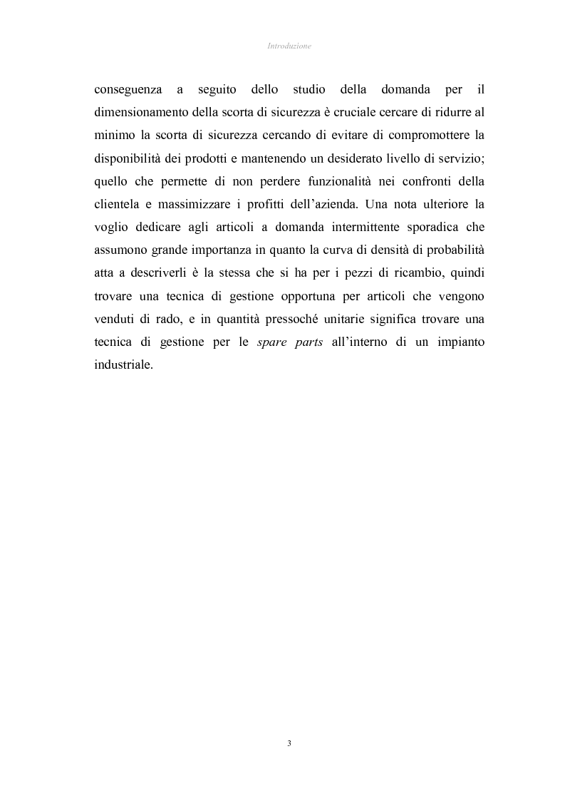 Anteprima della tesi: Verifica di applicabilità della formula di Hadley & Whitin per il dimensionamento della scorta di sicurezza al caso di codici con domanda sporadica ed analisi di un modello alternativo, Pagina 3