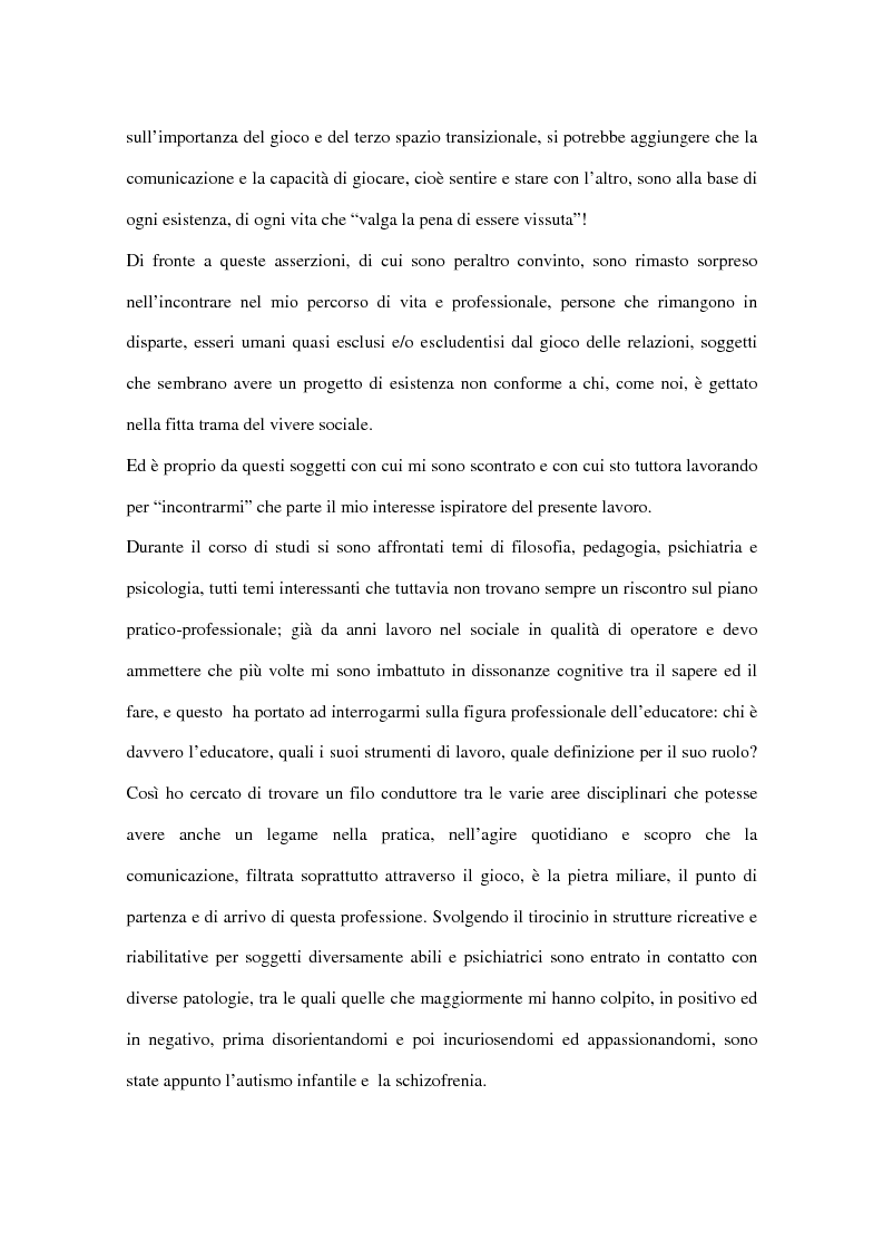 Anteprima della tesi: Comunicare nell'incomunicabilità: il ruolo dell'educatore nell'autismo e nella schizofrenia attraverso il gioco e l'ascolto attivo, Pagina 2