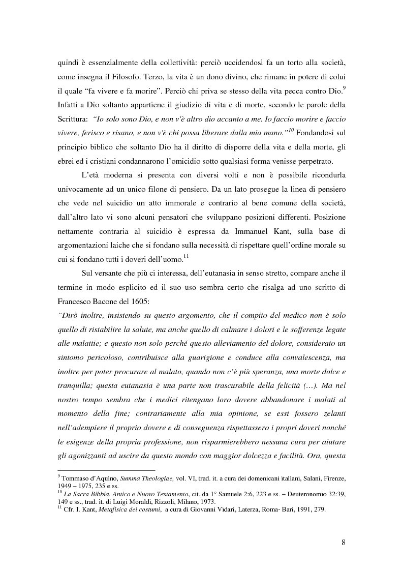 Anteprima della tesi: Riflessioni filosofico-giuridiche sul fenomeno eutanasico in Italia, Pagina 6