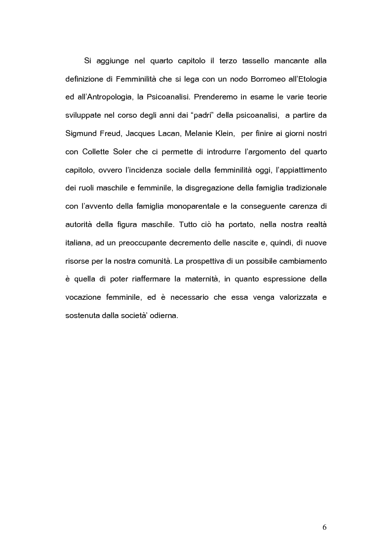 Anteprima della tesi: La femminilità: le prospettive etologiche, antropologiche e psicoanalitiche, Pagina 4
