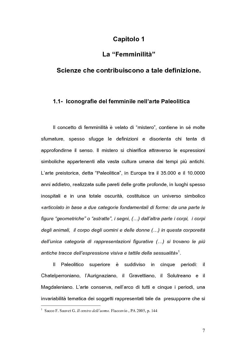 Anteprima della tesi: La femminilità: le prospettive etologiche, antropologiche e psicoanalitiche, Pagina 5