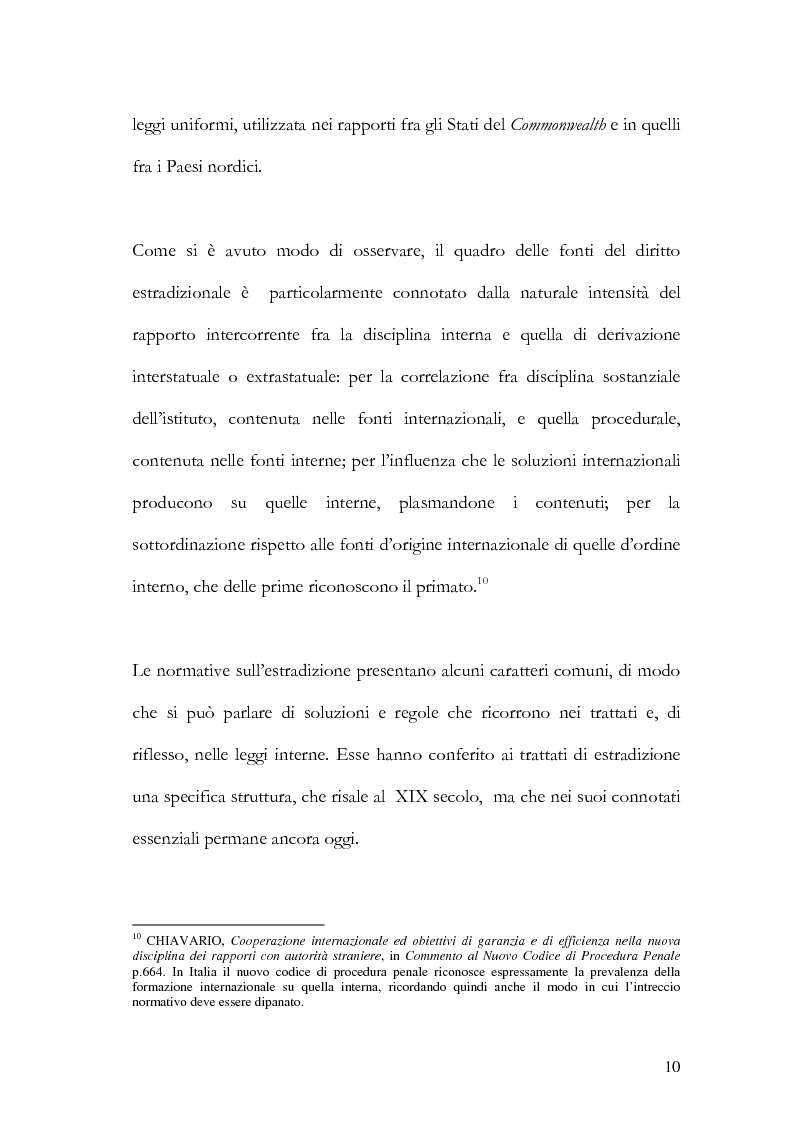 Anteprima della tesi: Il principio di specialità nell'estradizione attiva o dall'estero, Pagina 10
